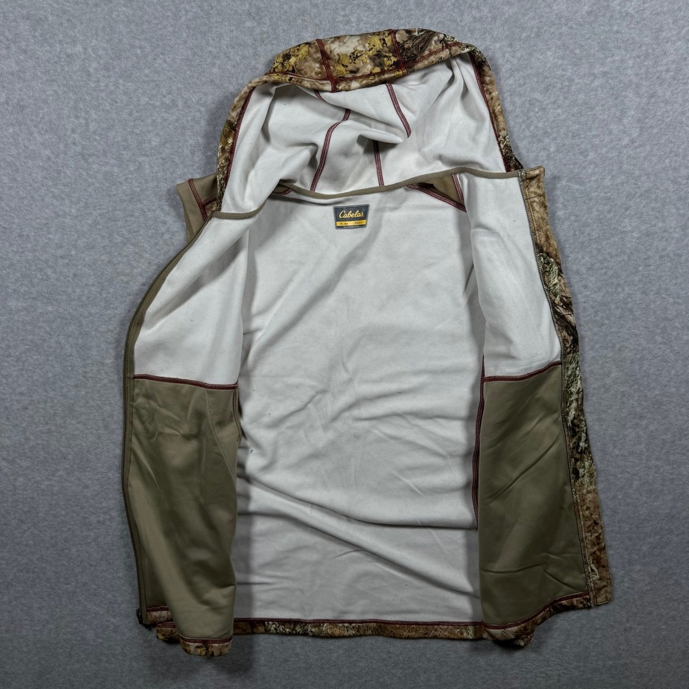 Cabelas ZONZ Camo Full Zip Hooded Vest Mens XL Brown Tan Hunting M33VT008/R - Picture 7 of 10